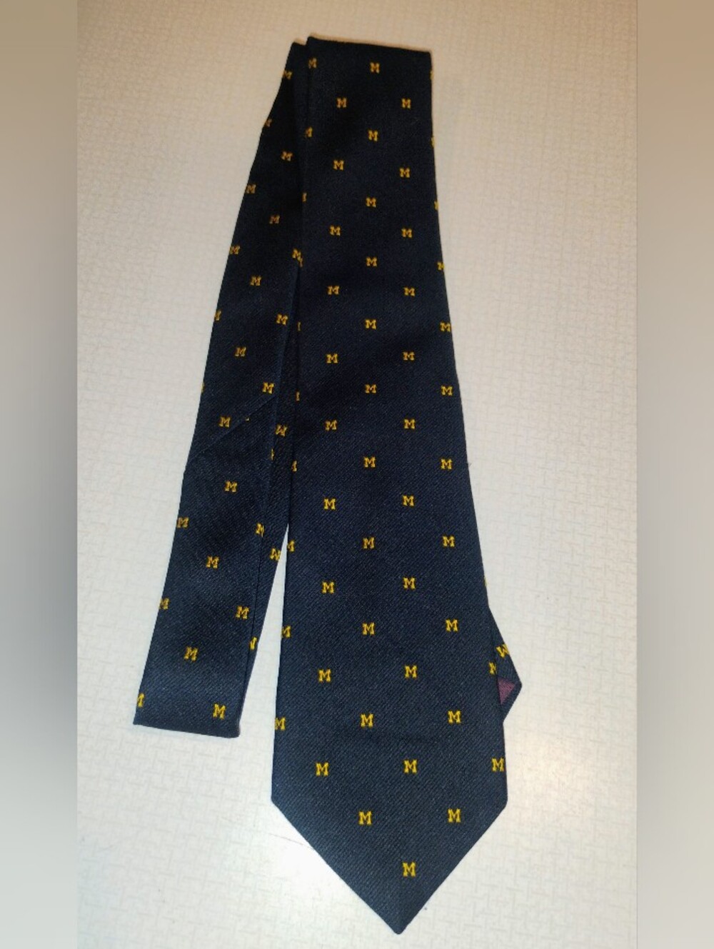 University Of Michigan Classic Navy Tie with Gold 'M' Motif - Men's Accessory